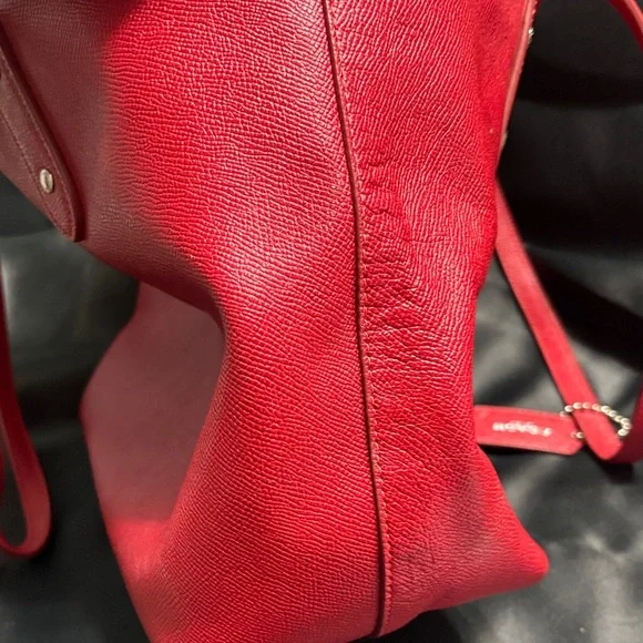 Coach Vibrant Red Leather Tote - Picture 7 of 13